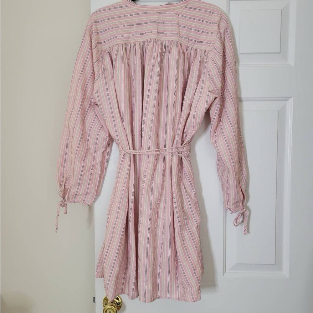 J. Crew Re-Imagined Alma Pink Striped Beach Boho Cotton Dress Womens Size L-XL - Picture 4 of 14